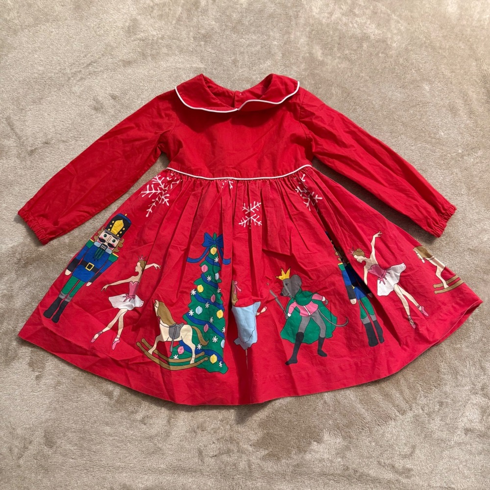 Eleanor Rose Girls Red Nutcracker Ballet Holiday Dress Peter Pan Collar Size 3-4
